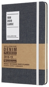 18 mesi - Agenda settimanale con spazio per note Edizione Limitata Denim Large nera copertina rigida