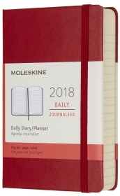 2018 - 12 mesi - Agenda giornaliera Pocket rosso scarlatto copertina rigida