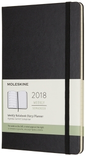 2018 - 12 mesi - Agenda settimanale con spazio per note Large nero copertina rigida - Fields:anno pubblicazione:2017;autore:;editore:MOLESKINE AGENDE 12M