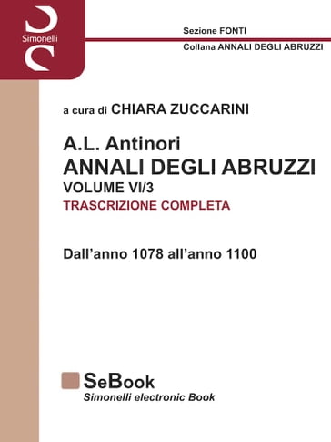 A.L.Antinori - Annali degli Abruzzi - Volume VI/3 - Chiara Zuccarini