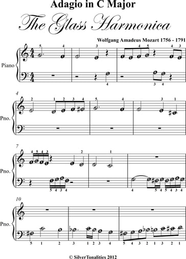 Adagio in C Major Glass Harmonica Beginner Piano Sheet Music - Johann Strauss Junior