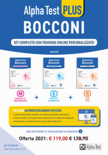 Alpha Test PLUS Bocconi. Kit completo con training online personalizzato - Massimiliano Bianchini