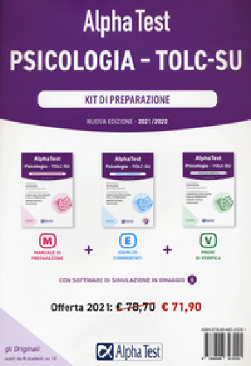 Alpha Test. Psicologia. TOLC-SU. Kit di preparazione - Giuseppe Vottari - Massimiliano Bianchini - Fausto Lanzoni - Carlo Tabacchi