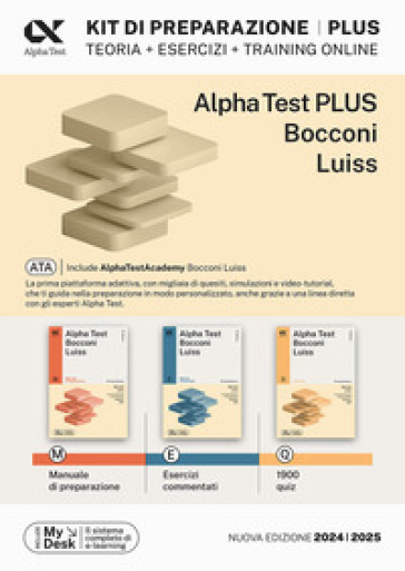 Alpha Test plus Bocconi e Luiss. Kit completo di preparazione con training on line. Con Al...