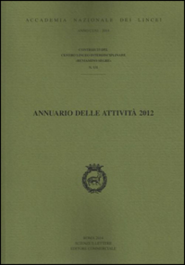 Annuario delle attività 2012