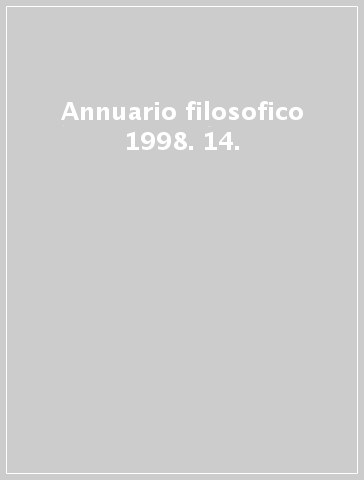 Annuario filosofico 1998. 14.