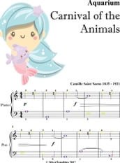 Aquarium Carnival of the Animals Easy Piano Sheet Music with Colored Notes