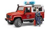 Bruder 02596 - Land Rover Defender Station Wagon Pompieri Con Luci E Suono E Pompiere