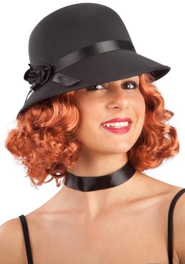 Carnival Toys 6127: Cappello Nero Anni '20 C/ Rosa