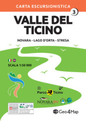 Carta escursionistica Valle del Ticino. Scala 1:50.000. Ediz. italiana, inglese, tedesca e francese. 3: Novara, Lago d Orta, Stresa