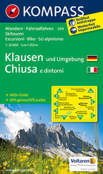 Carta escursionistica n. 059. Chiusa e dintorni-Klausen und Umgebung 1:25.000