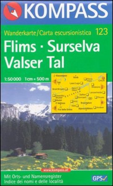 Carta escursionistica n. 123. Svizzera, Alpi occidentale. Films, Surselva, Valser Tal 1:50.000. Adatto a GPS. Digital map. DVD-ROM
