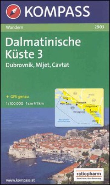 Carta escursionistica n. 2903. Croatia. Dalmatinische Kuste 1:100.000. Adatto a GPS. Digital map. DVD-ROM. 3: Dubrovnik, Mljet, Cavat