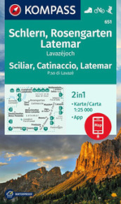 Cartina escursionistica n. 651. Sciliar, Cantinaccio, Latemar. P.so di Lavazé. 1:25.000. Con App