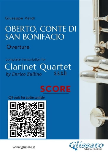 Clarinet Quartet Score of "Oberto, Conte di San Bonifacio" - Giuseppe Verdi - a cura di Enrico Zullino