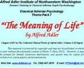 Classical Adlerian Psychology Theme Pack 7: Philosophy - The Meaning of Life