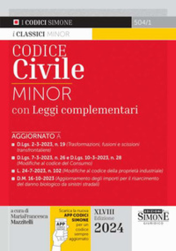 Codice civile. Ediz. minor. Con app