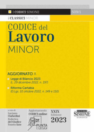 Codice del lavoro. Ediz. minore. Con aggiornamento codice online