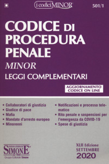 Codice di procedura penale e leggi complementari. Ediz. minor