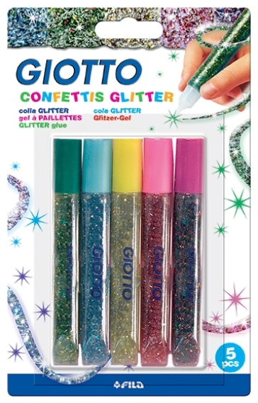 Colla Glitter Giotto Decor Confetti. 5 colori assortiti - FILA