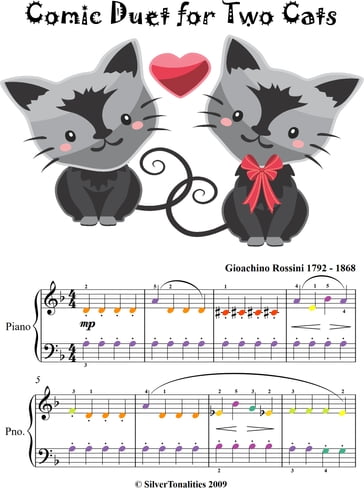 Comic Duet for Two Cats Easy Piano Sheet Music - Gioachino Rossini