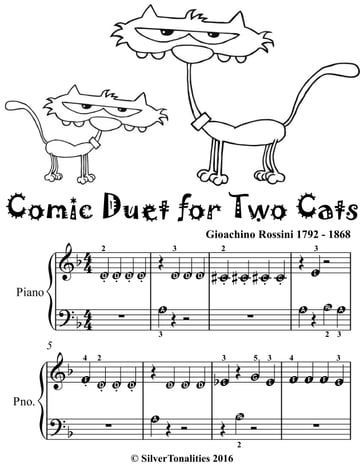 Comic Duet for Two Cats Beginner Piano Sheet Music Tadpole Edition - Gioachino Rossini