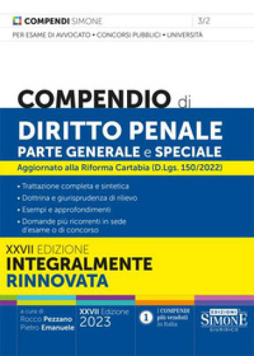 Compendio di Diritto Penale parte Generale e Speciale. Aggiornato alla Riforma Cartabia (D...