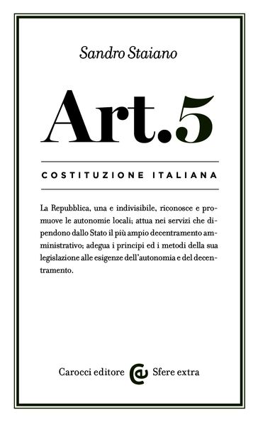 Costituzione italiana: articolo 5 - Sandro Staiano