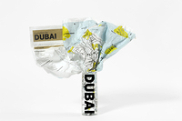 Crumpled city map. Dubai