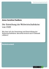 Die Entstehung der Weltwirtschaftskrise von 1929