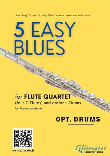 Drums optional part "5 Easy Blues" Flute Quartet - Joe 