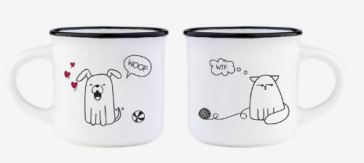 Espresso For Two -  coppia di tazzine da caffè in porcellana bone china - Dog&Cat
