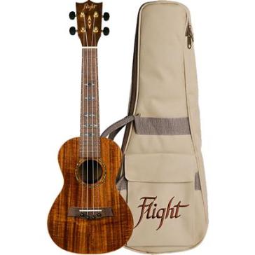 Flight: Ukulele da concerto in legno di Acacia (con borsa)