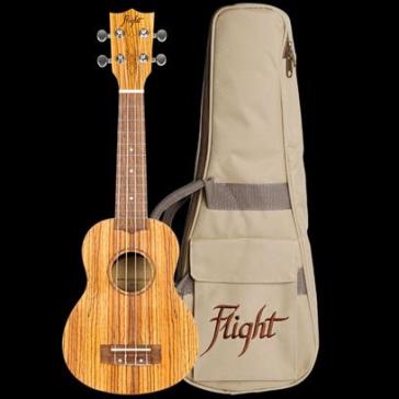 Flight: Ukulele soprano in legno zebrato (con borsa)