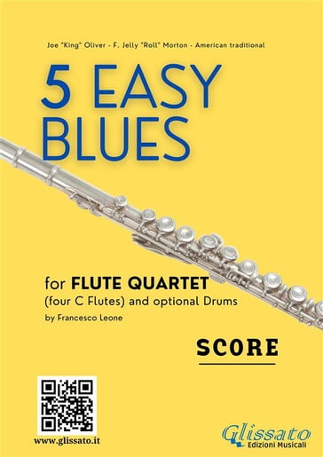 Flute Quartet sheet music "5 Easy Blues" score - Joe 