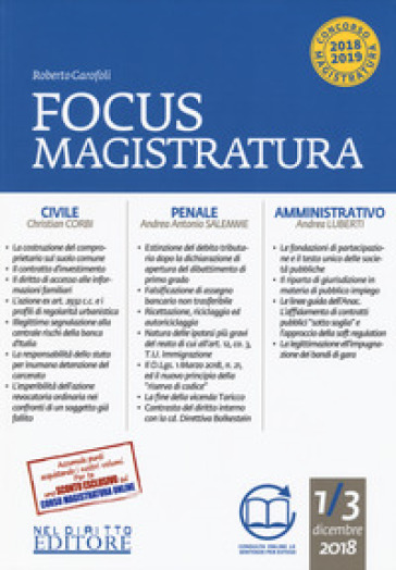 Focus magistratura. Concorso magistratura 2018-2019: Civile, penale, amministrativo (2018-2019). Con espansione online. 1: Dicembre 2018 - Roberto Garofoli