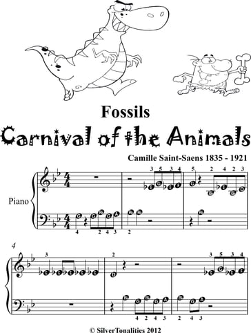 Fossils Carnival of the Animals Beginner Piano Sheet Music Tadpole Edition - Camille Saint-Saens