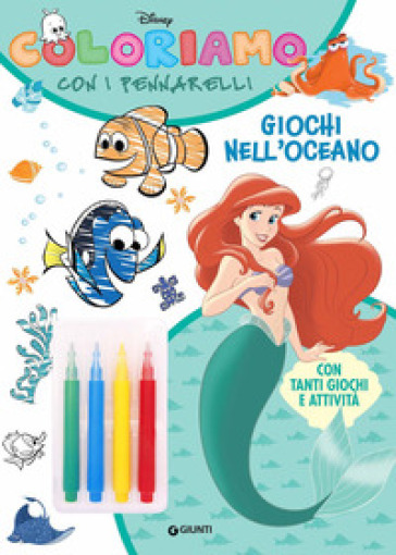 Giochi nell'oceano. Coloriamo con i pennarelli. Super album. Ediz. a colori. Con 4 pennarelli