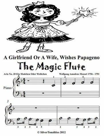 A Girlfriend or a Wife Wishes Papageno the Magic Flute Beginner Piano Sheet Music Tadpole Edition - Wolfgang Amadeus Mozart