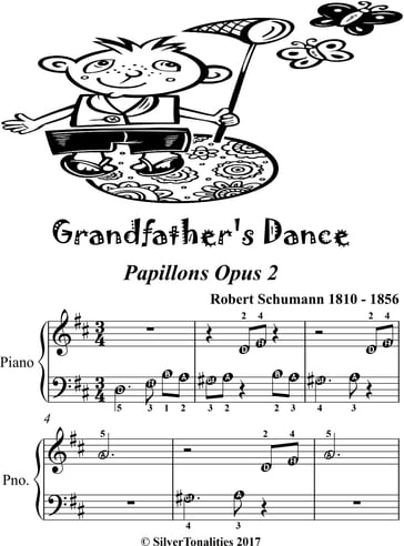 Grandfather's Dance Papillons Opus 2 Beginner Piano Sheet Music - Robert Schumann