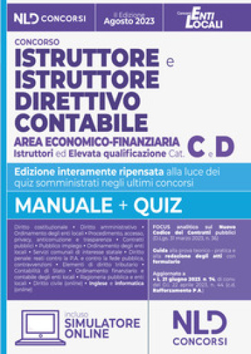 Istruttore e istruttore direttivo contabile. Area economico-finanziaria negli Enti Locali Cat. C e D