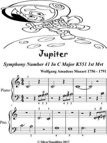 Jupiter K551 First Movement Beginner Piano Sheet Music - Wolfgang Amadeus Mozart
