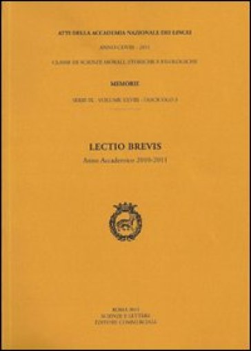 Lectio brevis (anno accademico 2010-2011)