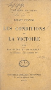 Les conditions de la victoire (3). Ministère et Parlement, de septembre à fin décembre 1915