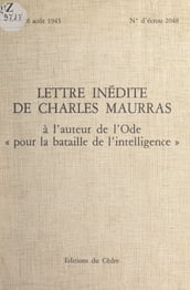 Lettre inédite de Charles Maurras à l auteur de l ode 