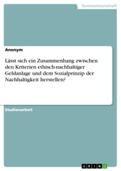 Lässt sich ein Zusammenhang zwischen den Kriterien ethisch-nachhaltiger Geldanlage und dem Sozialprinzip der Nachhaltigkeit herstellen?