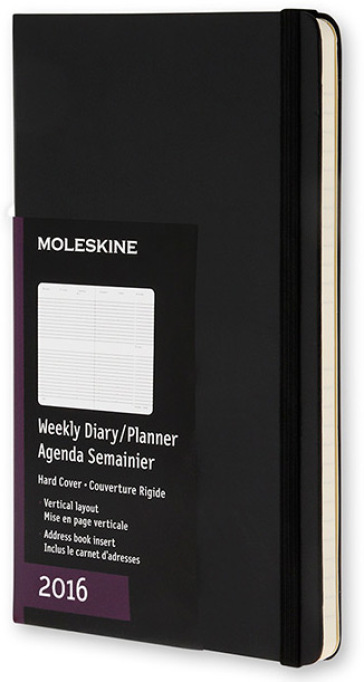 Moleskine 2016 12M Planner Weekly Vertical Pocket Hard Black