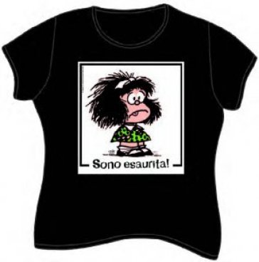 Mafalda. Sono esaurita! T-Shirt modello femminile. Taglia S. Colore nero - Quino