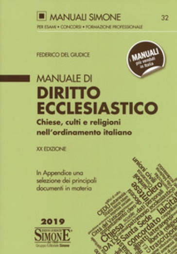 Manuale di diritto ecclesiastico. Chiese, culti e religioni nell'ordinamento italiano - Federico Del Giudice