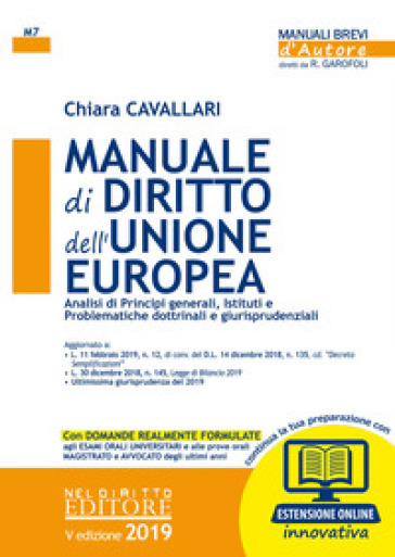 Manuale di diritto dell'Unione Europea. Analisi di principi generali, Istituti e problematiche dottrinali e giurisprudenziali. Con espansione online - Chiara Cavallari